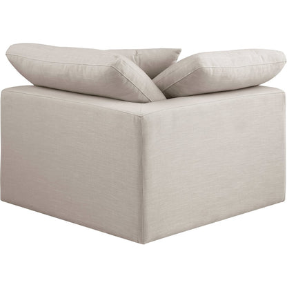 Comfy Beige Linen Textured Fabric Modular Corner Chair