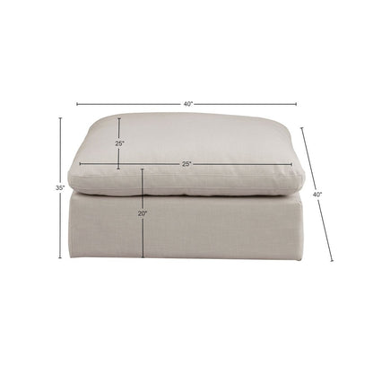Comfy Beige Linen Textured Fabric Modular Ottoman