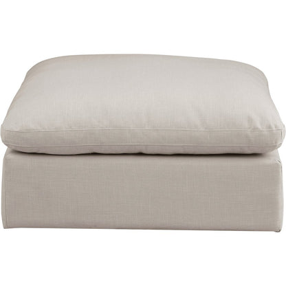 Comfy Beige Linen Textured Fabric Modular Ottoman