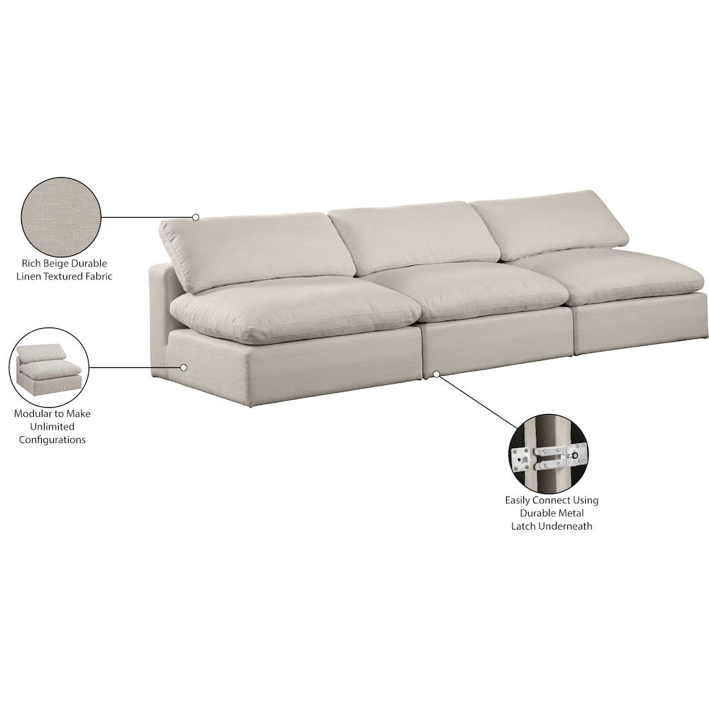 Comfy Beige Linen Textured Fabric Modular Sofa