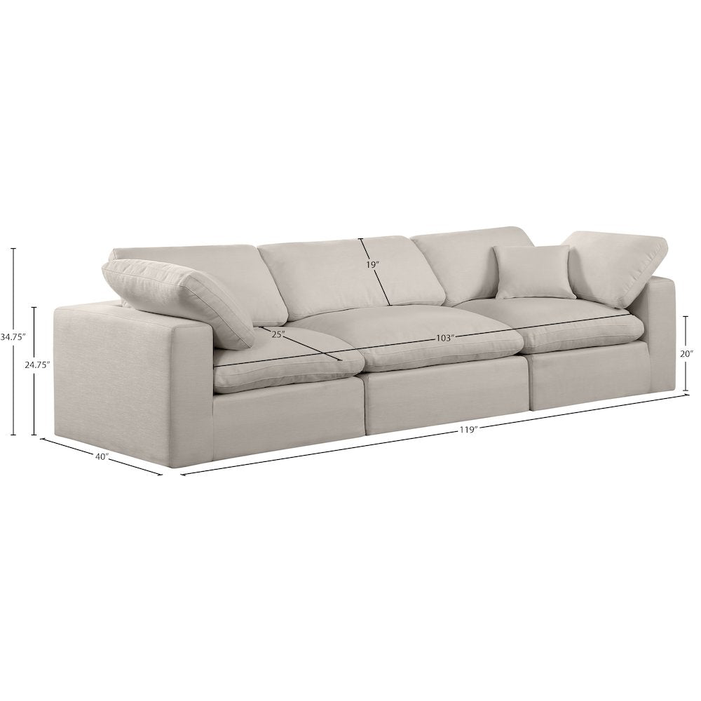 Comfy Beige Linen Textured Fabric Modular Sofa