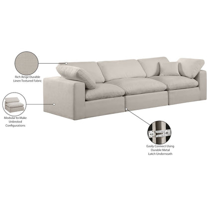 Comfy Beige Linen Textured Fabric Modular Sofa