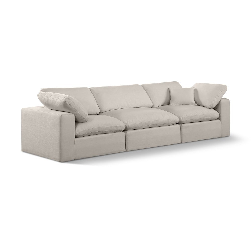Comfy Beige Linen Textured Fabric Modular Sofa