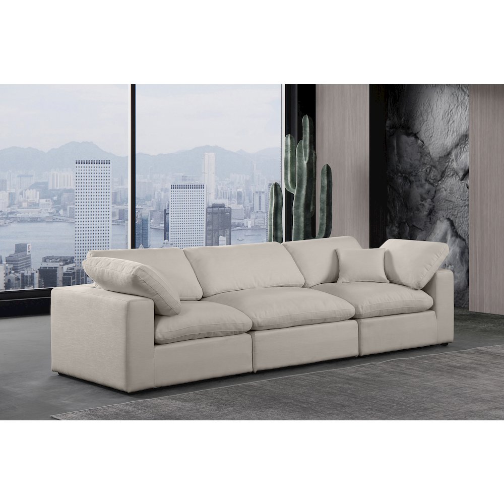 Comfy Beige Linen Textured Fabric Modular Sofa