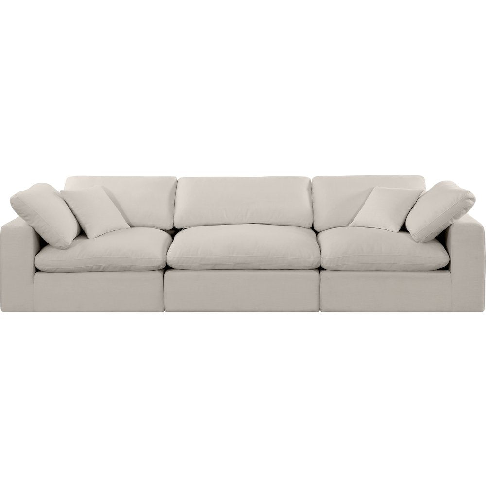 Comfy Beige Linen Textured Fabric Modular Sofa
