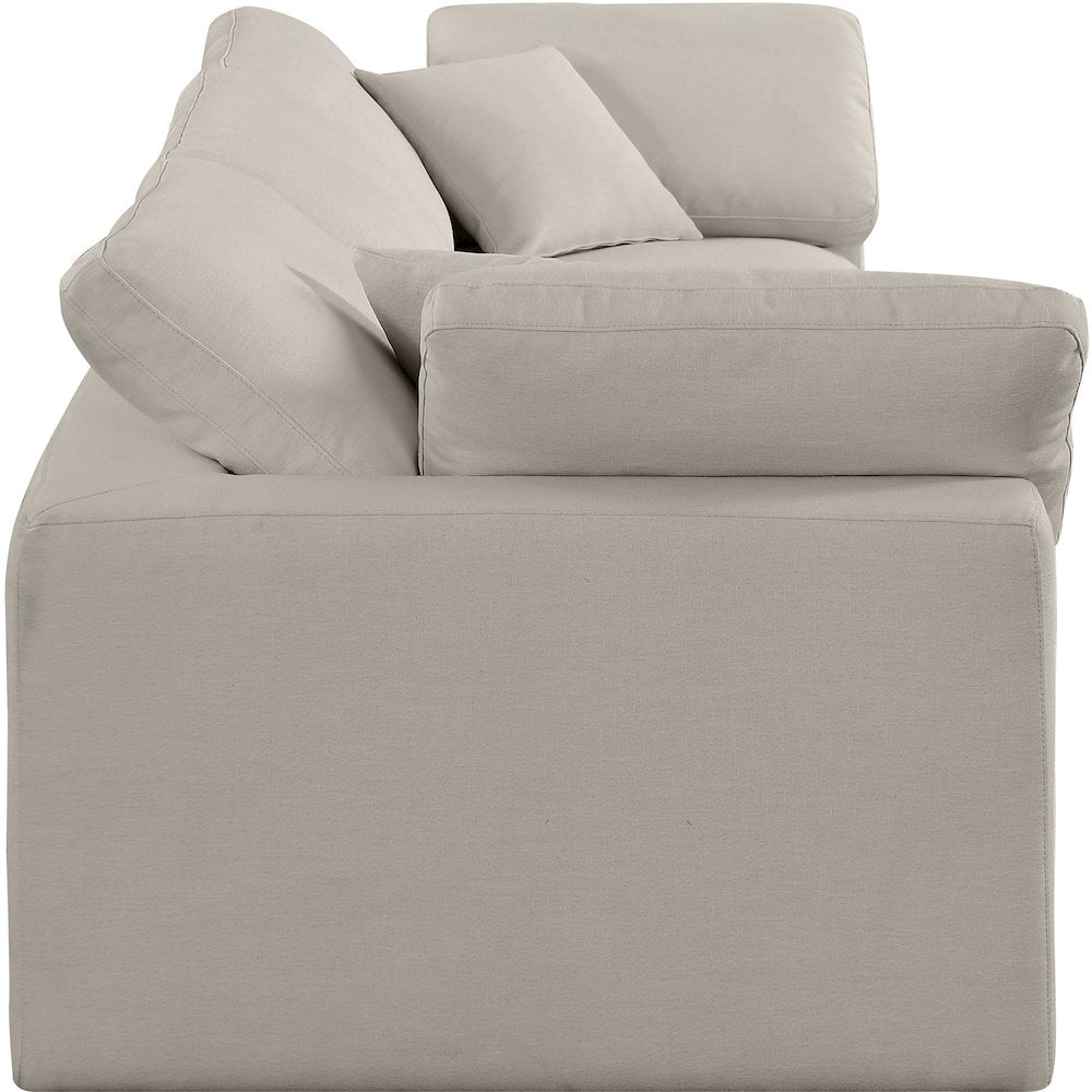 Comfy Beige Linen Textured Fabric Modular Sofa