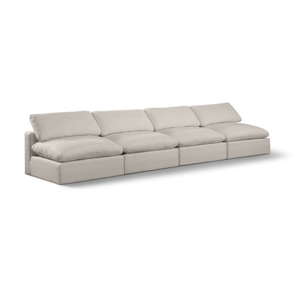 Comfy Beige Linen Textured Fabric Modular Sofa
