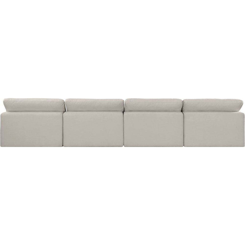 Comfy Beige Linen Textured Fabric Modular Sofa