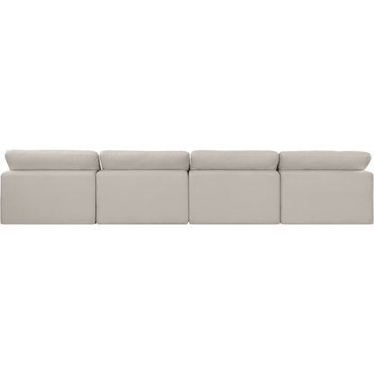Comfy Beige Linen Textured Fabric Modular Sofa