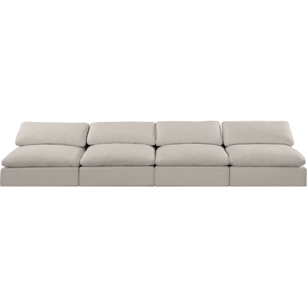 Comfy Beige Linen Textured Fabric Modular Sofa