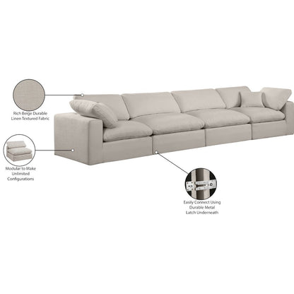 Comfy Beige Linen Textured Fabric Modular Sofa