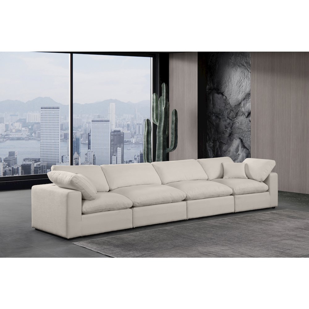 Comfy Beige Linen Textured Fabric Modular Sofa