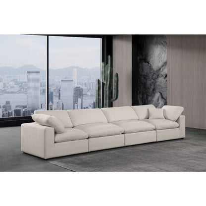 Comfy Beige Linen Textured Fabric Modular Sofa