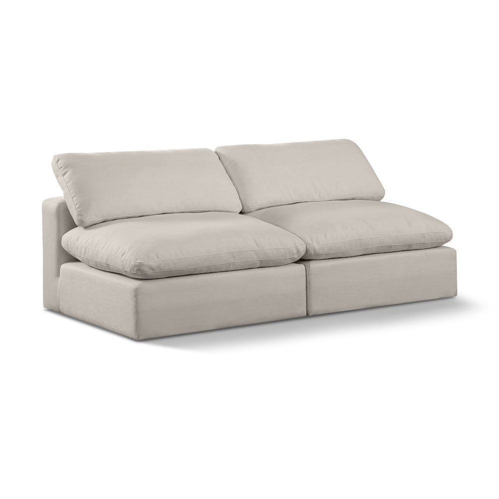 Comfy Beige Linen Textured Fabric Modular Sofa