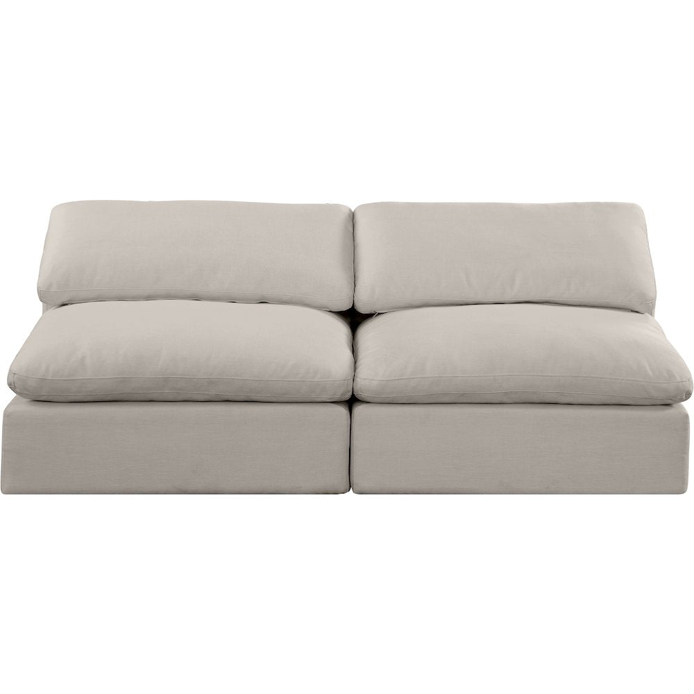 Comfy Beige Linen Textured Fabric Modular Sofa