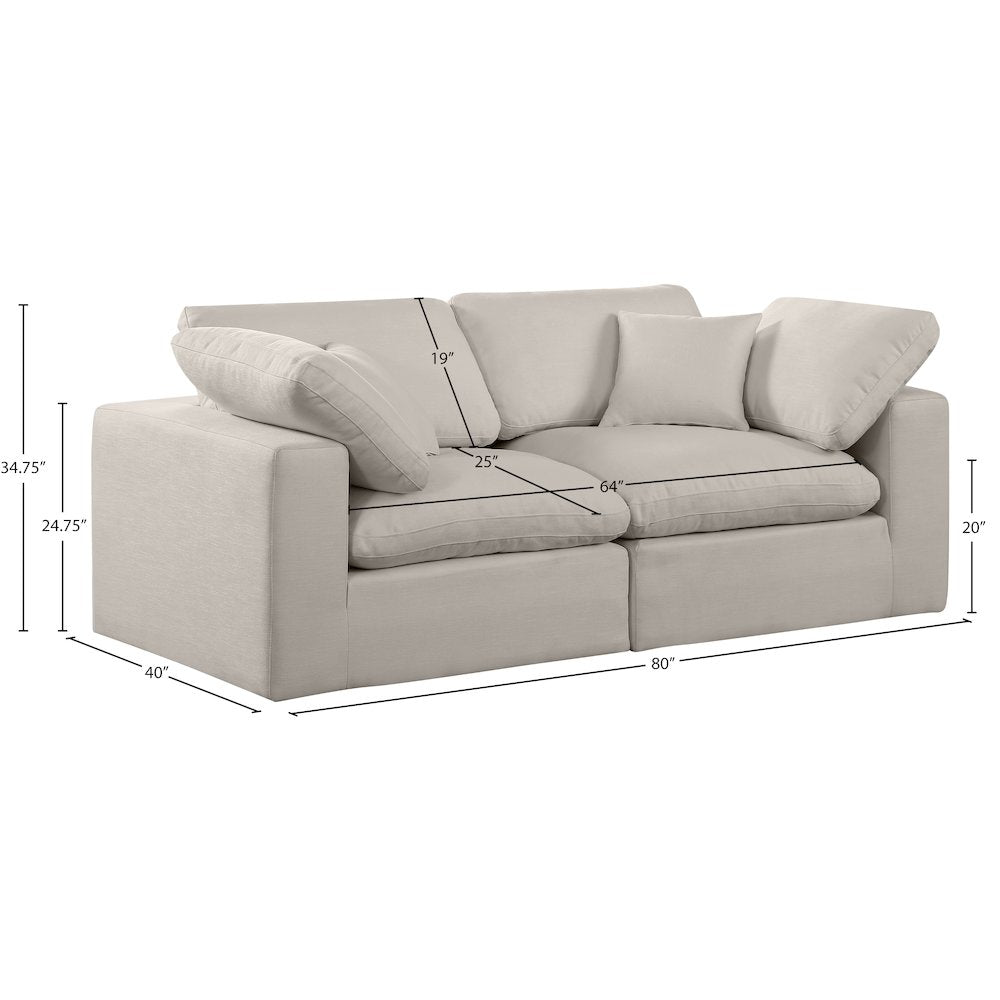 Comfy Beige Linen Textured Fabric Modular Sofa