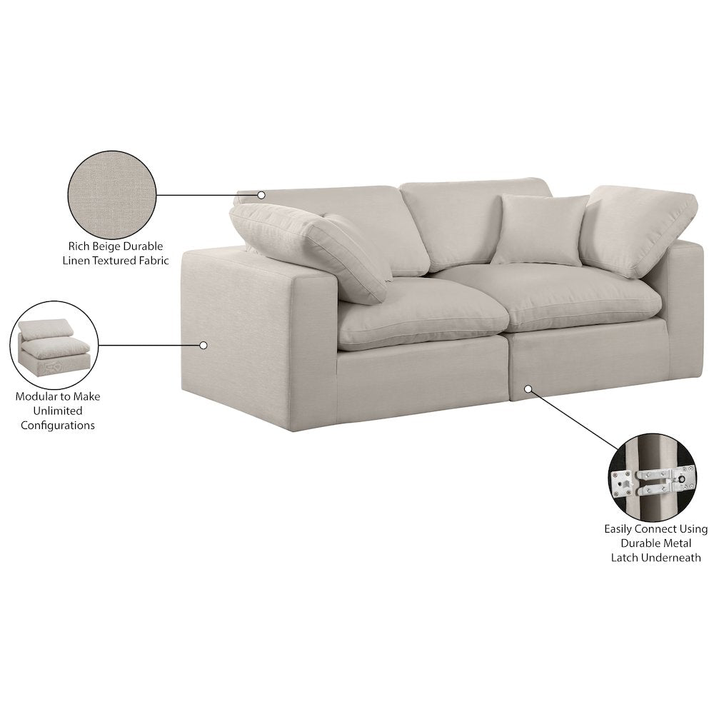 Comfy Beige Linen Textured Fabric Modular Sofa