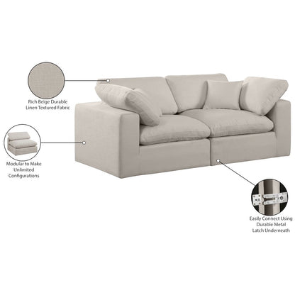 Comfy Beige Linen Textured Fabric Modular Sofa