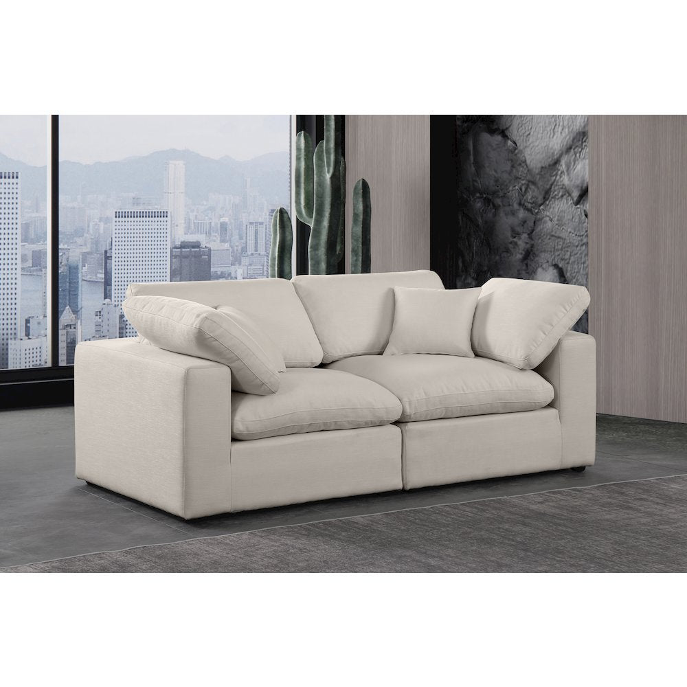 Comfy Beige Linen Textured Fabric Modular Sofa