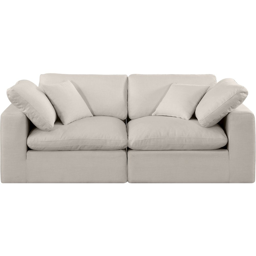 Comfy Beige Linen Textured Fabric Modular Sofa