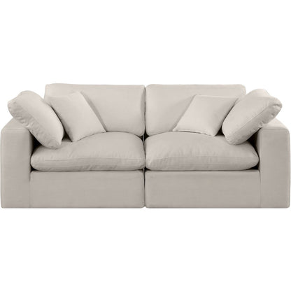 Comfy Beige Linen Textured Fabric Modular Sofa