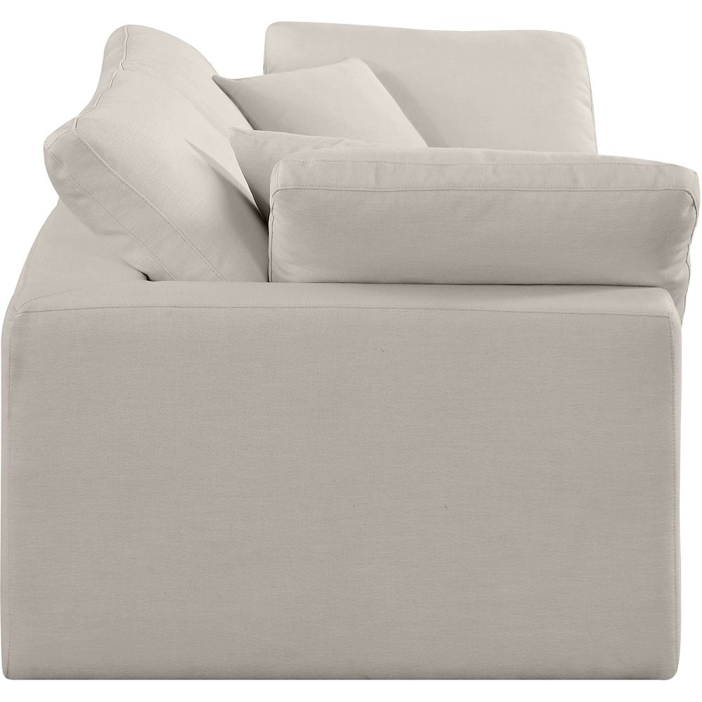 Comfy Beige Linen Textured Fabric Modular Sofa