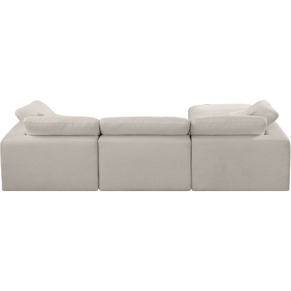 Comfy Beige Linen Textured Fabric Modular Sectional