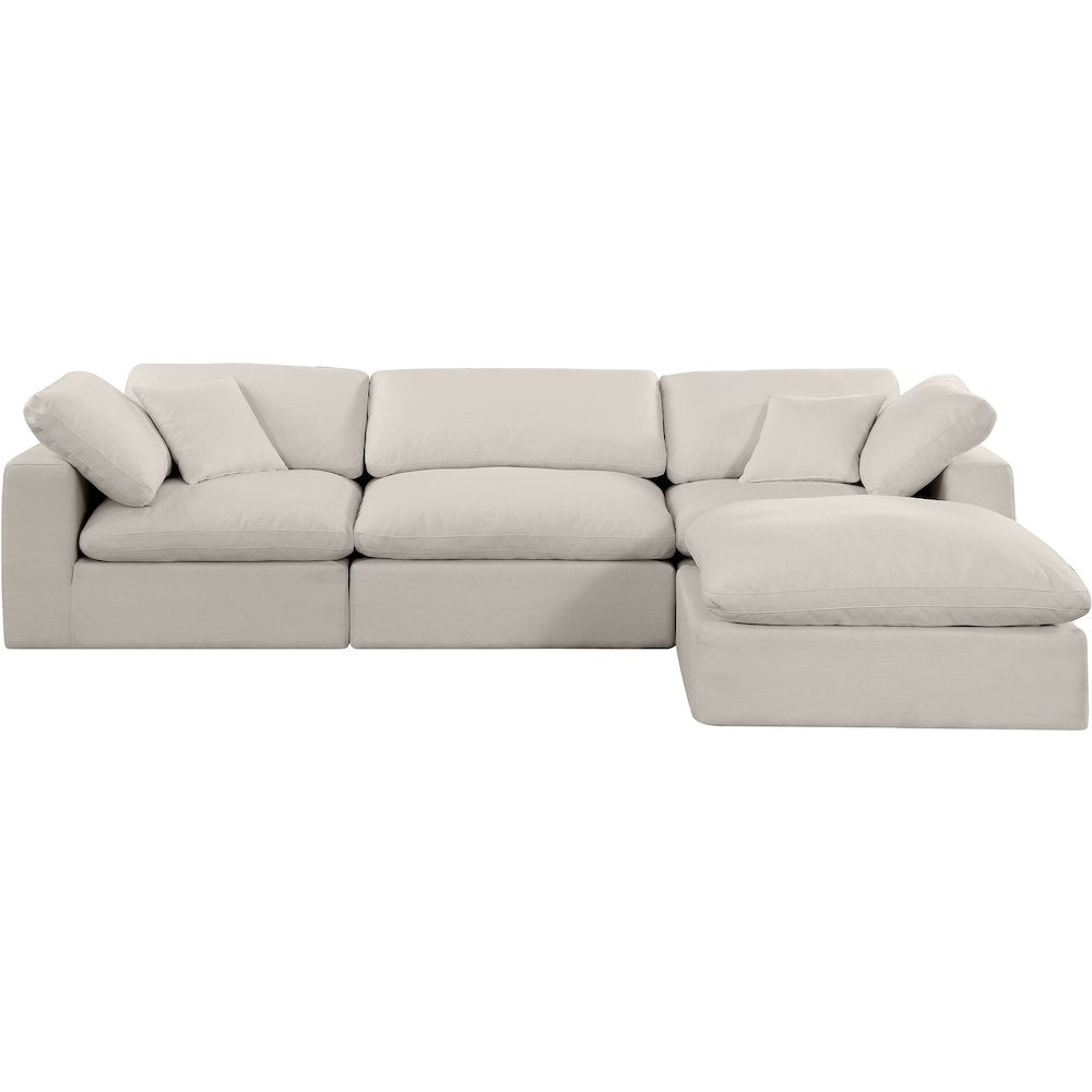 Comfy Beige Linen Textured Fabric Modular Sectional