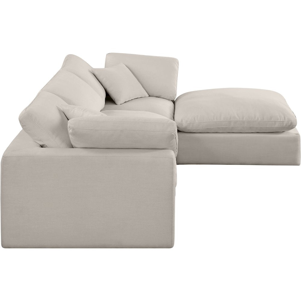 Comfy Beige Linen Textured Fabric Modular Sectional