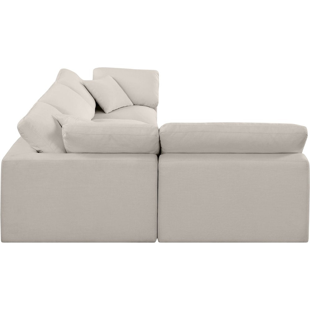 Comfy Beige Linen Textured Fabric Modular Sectional
