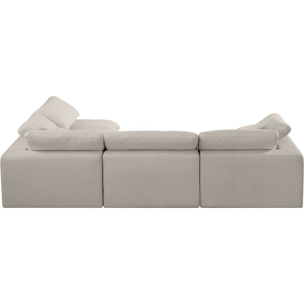 Comfy Beige Linen Textured Fabric Modular Sectional
