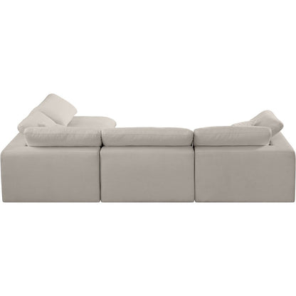 Comfy Beige Linen Textured Fabric Modular Sectional