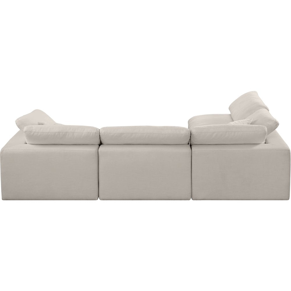 Comfy Beige Linen Textured Fabric Modular Sectional