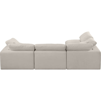 Comfy Beige Linen Textured Fabric Modular Sectional