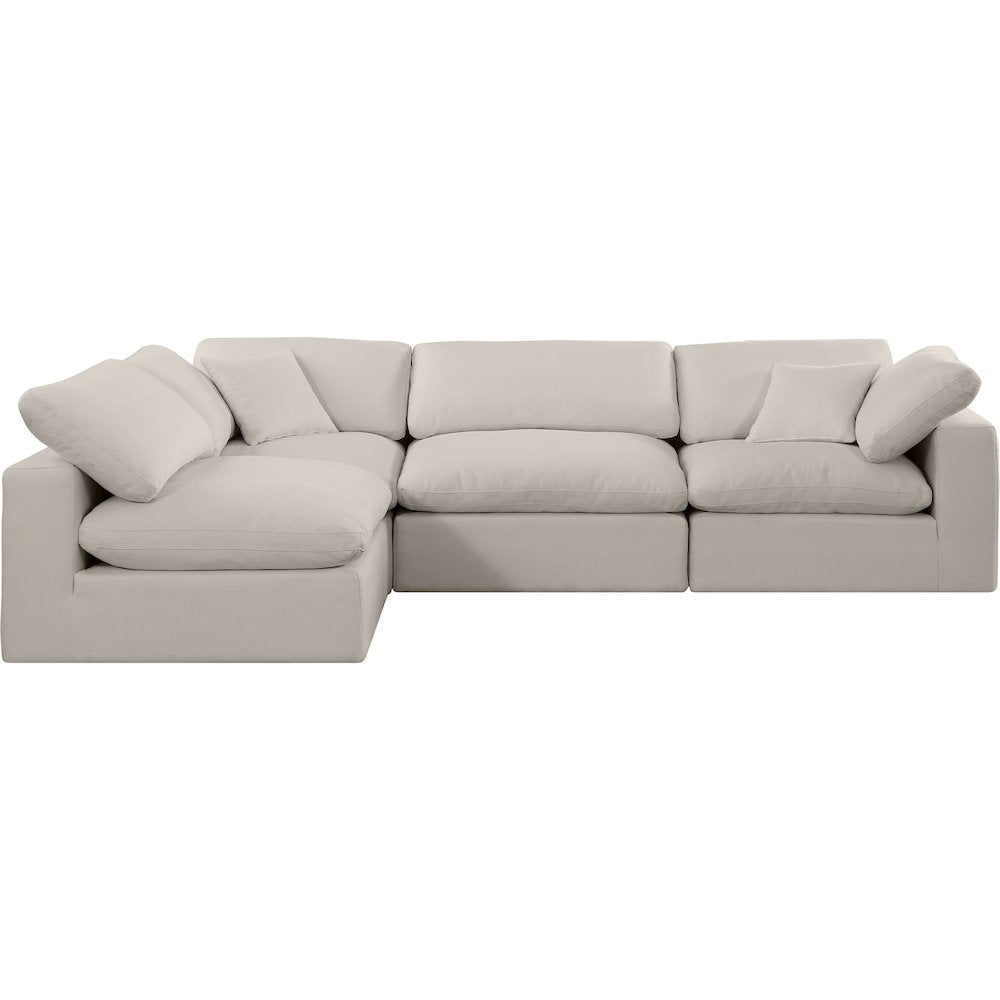 Comfy Beige Linen Textured Fabric Modular Sectional