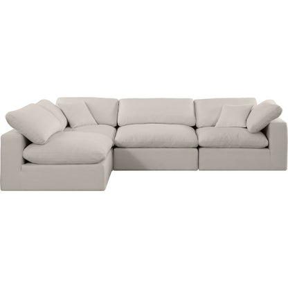 Comfy Beige Linen Textured Fabric Modular Sectional