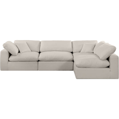 Comfy Beige Linen Textured Fabric Modular Sectional