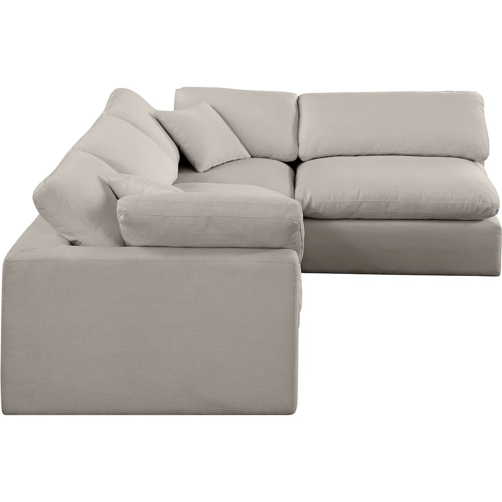 Comfy Beige Linen Textured Fabric Modular Sectional