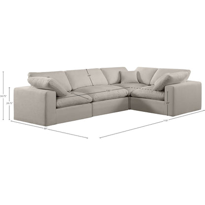 Comfy Beige Linen Textured Fabric Modular Sectional