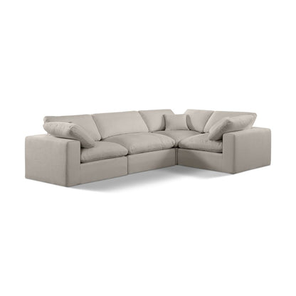 Comfy Beige Linen Textured Fabric Modular Sectional