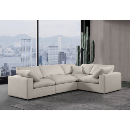 Comfy Beige Linen Textured Fabric Modular Sectional