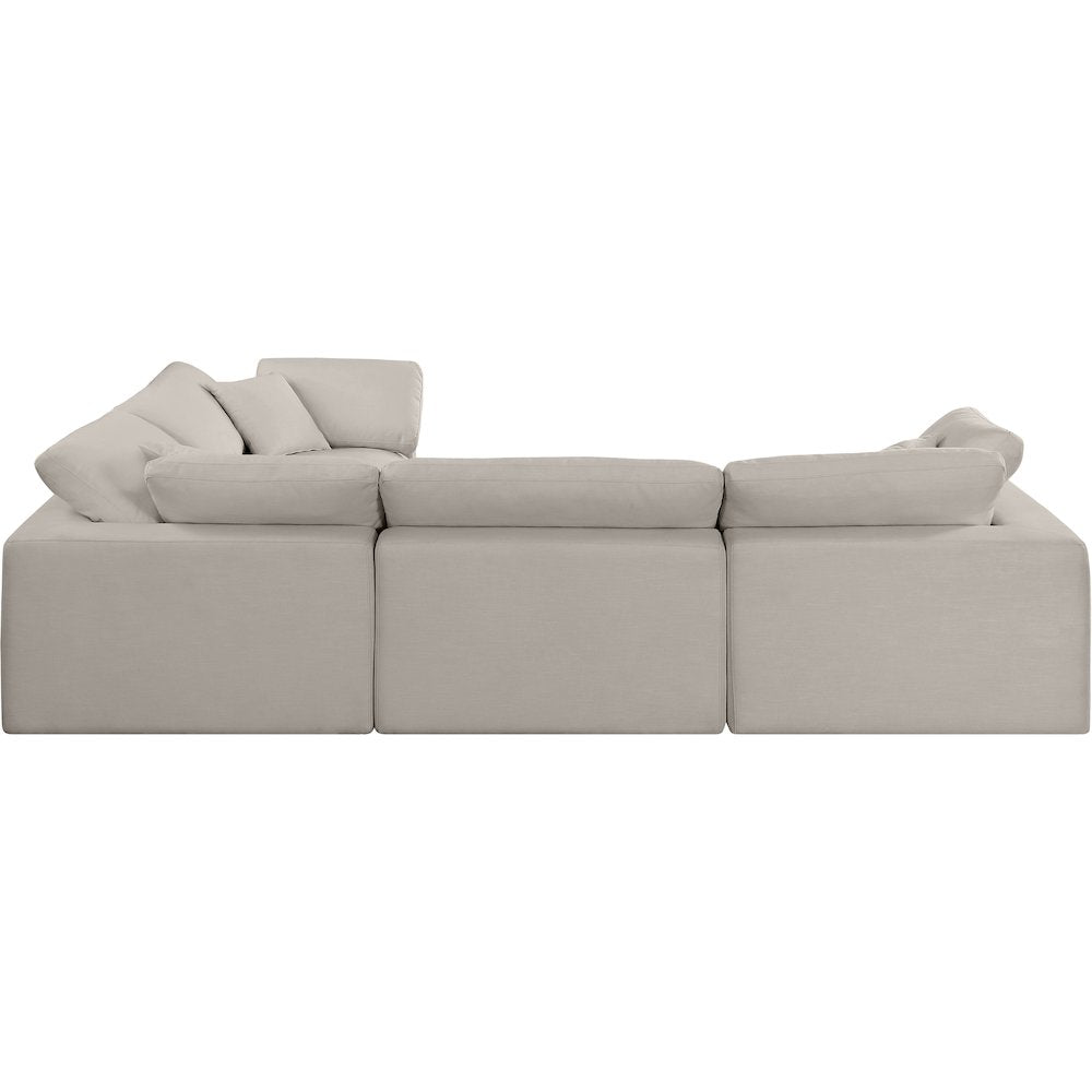 Comfy Beige Linen Textured Fabric Modular Sectional