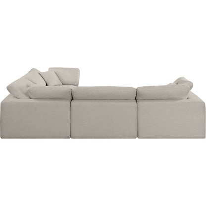 Comfy Beige Linen Textured Fabric Modular Sectional