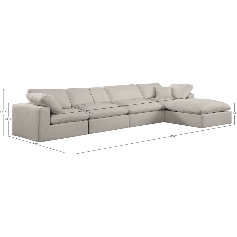 Comfy Beige Linen Textured Fabric Modular Sectional