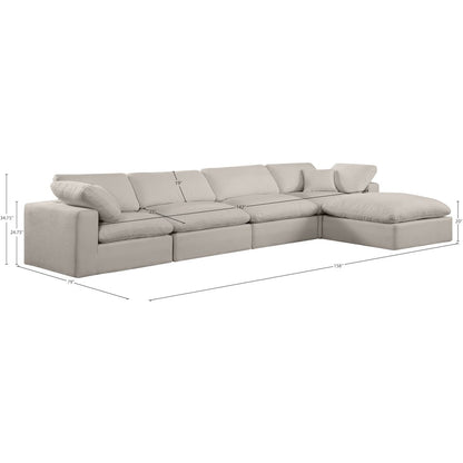 Comfy Beige Linen Textured Fabric Modular Sectional
