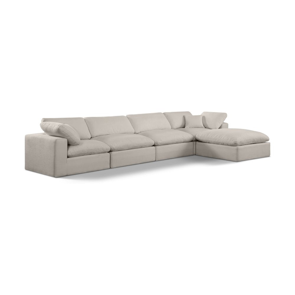 Comfy Beige Linen Textured Fabric Modular Sectional