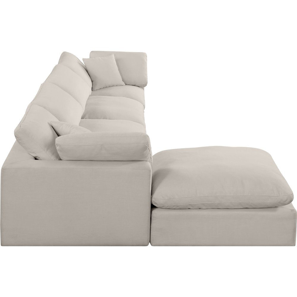 Comfy Beige Linen Textured Fabric Modular Sectional