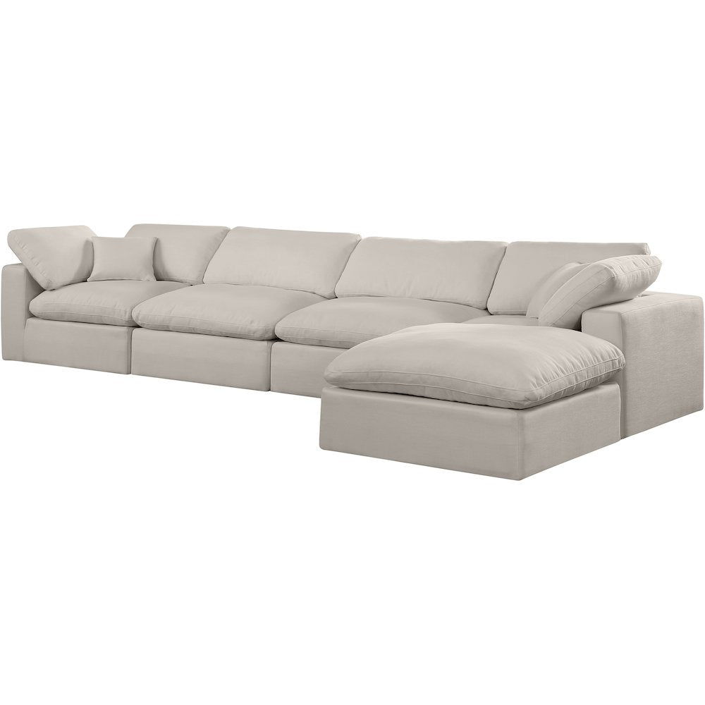 Comfy Beige Linen Textured Fabric Modular Sectional