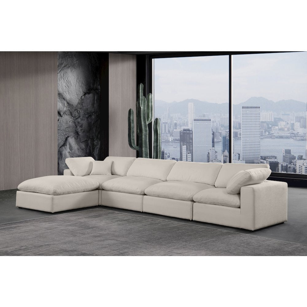 Comfy Beige Linen Textured Fabric Modular Sectional