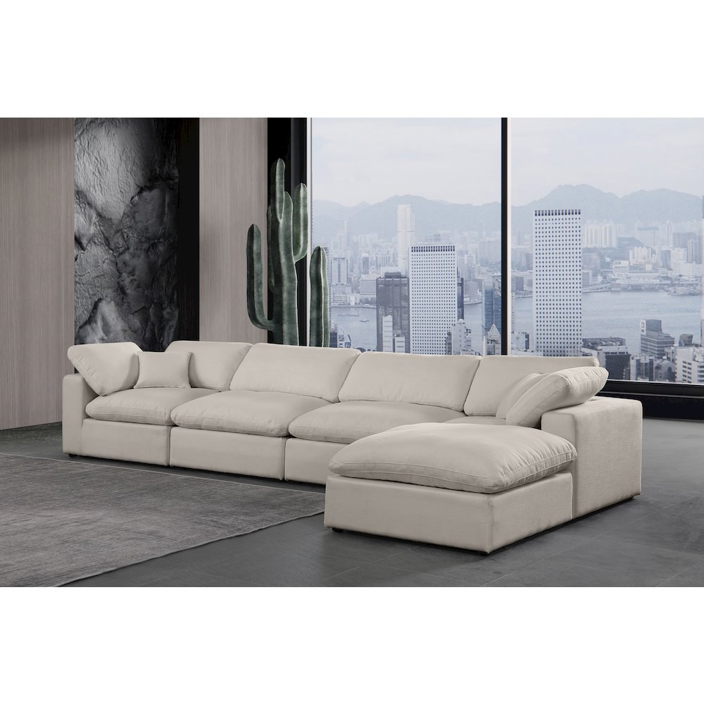 Comfy Beige Linen Textured Fabric Modular Sectional